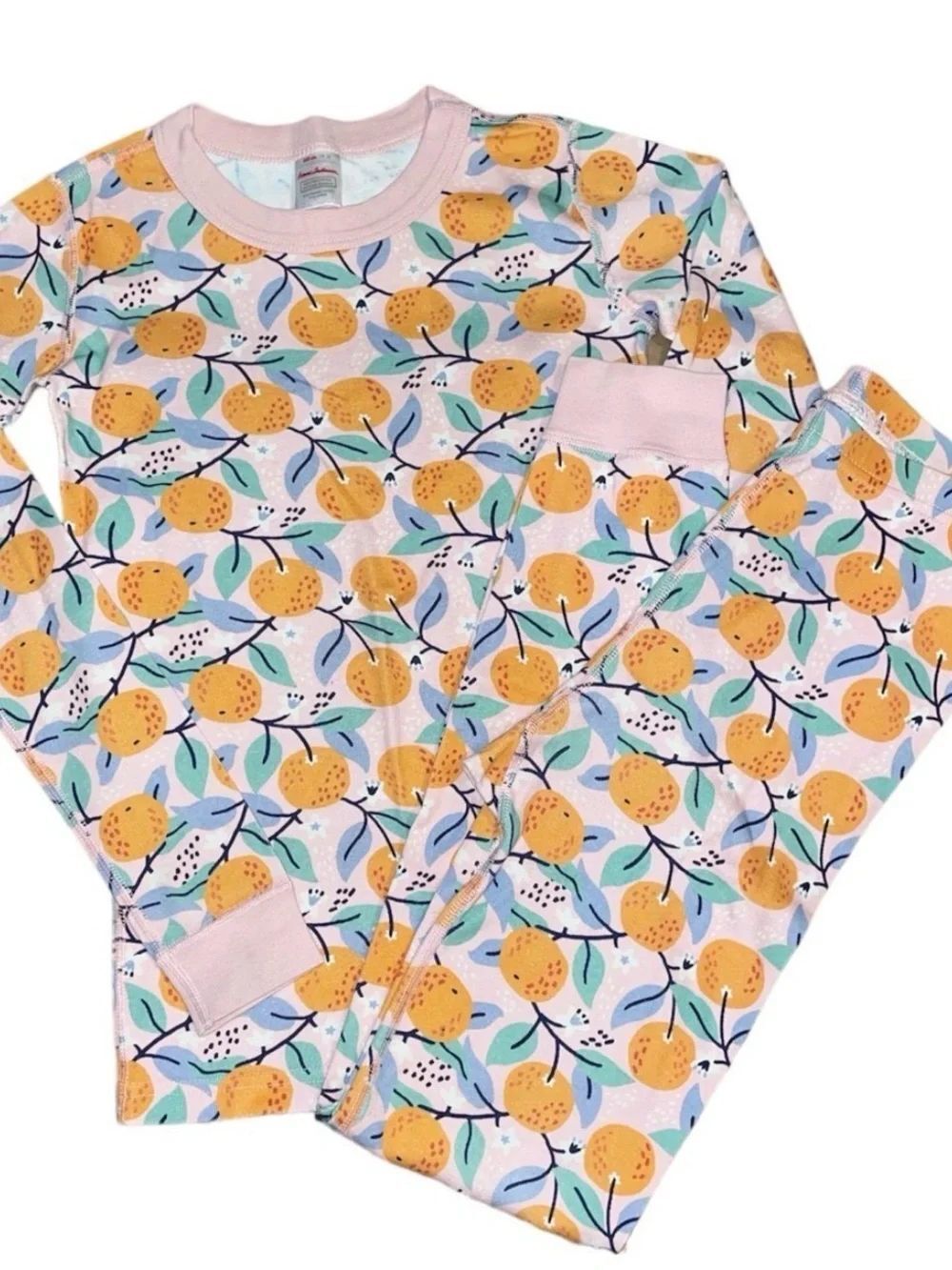Hanna Andersson Orange Fruit Print Pajama Set Sz 120cm